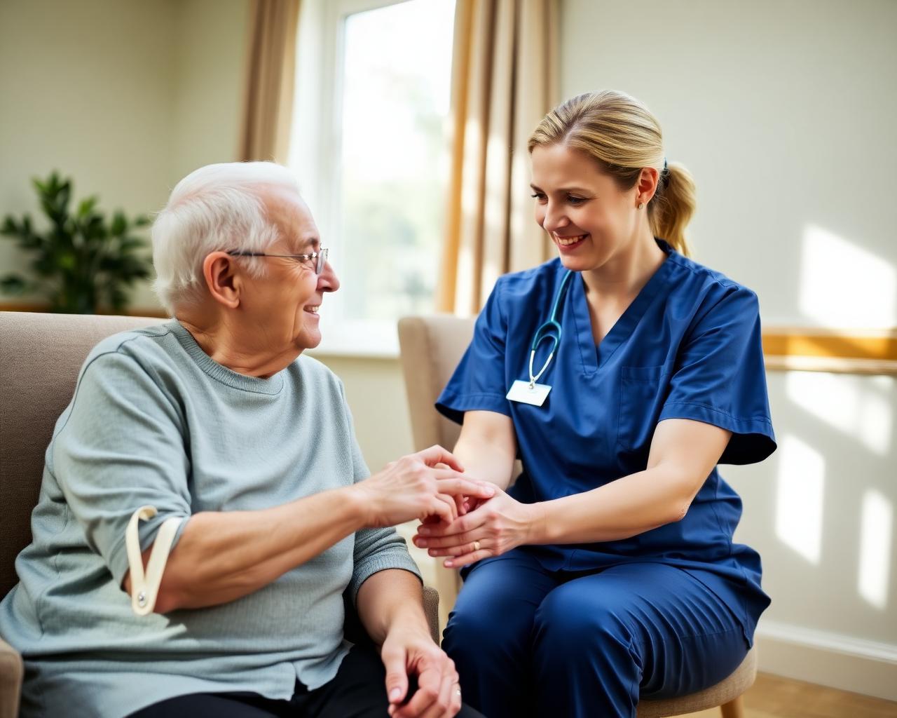 Carers connecting with residents in the language they grew up in.